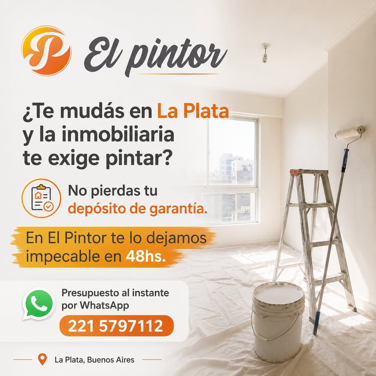 Departamento luminoso preparado para entregar a la inmobiliaria